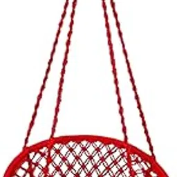 Kanu Dolna Stall Round Cotton Swing | Large Green Hanging Hammock Chair | Pre-Assembled Cotton Large Swing (Pre-Assembled) (Red)-image-19