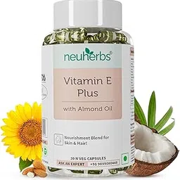 Neuherbs Plant Based Natural Vitamin E Plus From Sunflower Oil (With Almond Oil For Better Face, Skin & Hair) Certified Vegan - 30 Veg Capsules-picture-15