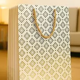 ARTSY® Elegant Premium Paper Gift Bags – Reusable Paper Carry Bags for Return Gifts, Festive Gifting, Weddings & Parties – 5 PCS Pack – Medium Size – White Golden Print –8X10 INCH-picture-64