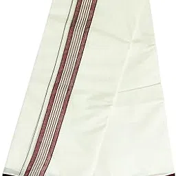 yettalan Mens 5 Line Border 100% Cotton Cream Dhoti 4.00 Meters Double Mundu/Vesti (Maroon)-picture-15