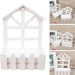 MERISHOPP Wooden Picket Fence Artificial Flower Pot Fence for Garden Farmhouse Wedding Tip Head-image-27