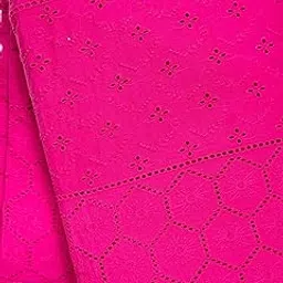 Eyelet Lace Fabric Bright Pink Floral Pattern Cotton Embroidery Schiffli Chikankari hakoba Width 44" (Bright Pink, 10 mtr)-picture-53