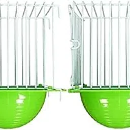 Taiyo Pluss Discovery Iron with Plastic Bird Breeding Box/Nest for Finches and Canary Birds (11X11X17 cm, LXWXH, Green) - Pack of 2-image-2