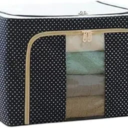 HR Happy 66 LTR Foldable Cover 1 Pcs– Steel Frame Cloths Zip Organizer Bag & Oxford Fabric Storage Living Cover Boxes for Wardrobe Shelves, Sarees, Blanket, Clothes Storage Organizer-image-19