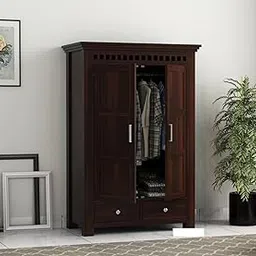 HAVORI FURNITURE Wooden 2 Door Wardrobe Organizer for Storage with 2 Drawer 1 Shelves & Hanging Space - Sheesham Wood Cupboard for Bedroom - Wooden Almirah Organizer for Clothes Storage (Design 32)-picture-38