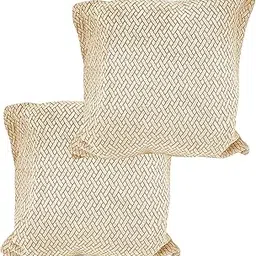 House of Quirk Polar Fleece Fabric Cushion Cover with Zipper Pack of 2 (Cream, 45 x 45 cm)-picture-23