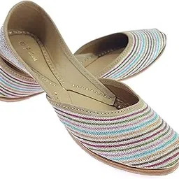 fulkari Women's Zarri Multicolored Genuine Soft Leather Embroidered Jutis | Bite and Pinch Free Jutti | Punjabi Formal Juttis | Girl's Wedding Flat Ladies Mojari | Formal Ethnic Juti |-picture-11