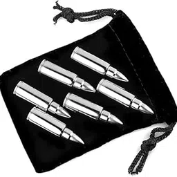 Stainless Steel Bullet-Shaped Whiskey Stones Set with Storage Pouch, 6 Pieces, Silver-picture-34