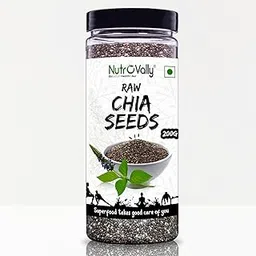 NutroVally Raw Chia Seeds for Weight Loss|Loaded with Omega 3, Zinc & Fiber|Diet Food Chia Seeds (200 g) image 1
