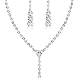 peora Cubic Zirconia Studded Pendant Style Necklace & Drop Earrings Jewellery Set for Women & Girls-picture-45