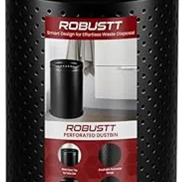 Robustt Stainless Steel Perforated Design Open Top Dustbin - 6L | 7 Inch (W) x 10Inch (H)| Black Trash Can with Anti-skid Base | For Bathroom, Bedroom, Kitchen & Toilet or Commericial Use - Pack of 1-image-16