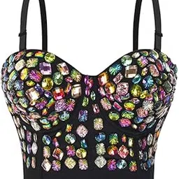 mastyle Women's Contrast Diamond Tube Corset Top Stylish Backless Bra Bustier Outerwear for Party-picture-45