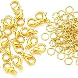 Angel's Store 100 Pcs Lobster Clasps and 100 Pcs Jump Rings Set | Gold Plated Lobster Hooks with Jewelry Jump Rings for DIY Jewelry Making | Necklace | Bracelet |-image-72