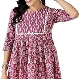 stylum Women's Floral Printed Cotton Peplum Top (TOPPURPLEHAZEL_Purple)-picture-33