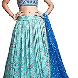 zeel clothing Women's Silk Embroidered Semi-Stitched Lehenga Choli with Dupatta (109-SKyBlue-Wedding-Bridal-Latest-Lehenga; Free Size)-picture-30