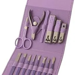 12-in-1 Manicure Pedicure Kit for Foot & Nail Care – Travel-Friendly Grooming Set with Clippers, Scissors, Cuticle Tools & More – Ideal for Home, Salon & Personal Hygiene Use (PURPLE)-picture-20