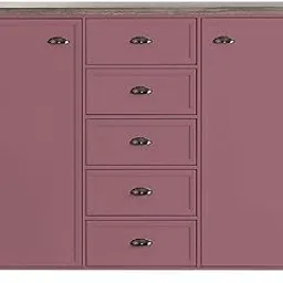 APRODZ Mango Wood Mara Chest of 5 Drawers & 2 Door Storage Cabinet for Living Room | Wooden Sideboard | Copper Rose Finish-picture-33