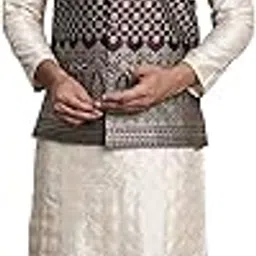 sojanya (Since 1958 Men's Silk Blend Kurta and Pyjama with Nehru Jacket-picture-12