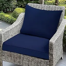Fabuday Outdoor Chair Cushions Set - 22 x 22 Inch Waterproof & Fade Resistant Patio Furniture with Removable Cover Deep Seat & Back Pillow with Ties Replacement for Sunbrella Outside Sofa Couch Blue-picture-24