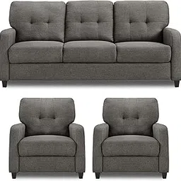 Adorn India Astor 3+1+1 5 Seater Sofa Set (Grey) foam, 185.4 x 81.3 x 88.9 Centimeters-image-54