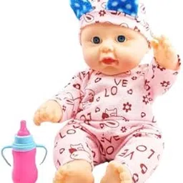 Shreedha Creations® Realistic for Babies Soft Cute Dolls for Kids Pink Little Boy Toy Baby Doll Playset Baby Movable Arms with Milk Bottle Real Baby Doll Natural Color Little boy Doll-image-69