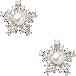 gargi by p.n. gadgil and sons | 925 Sterling Silver | Mother of Pearl Studs | Gifts for Girlfriend, Women & Girls | With Certificate of Authenticity & Hallmark image 1