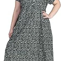 osf Women's Printed Cotton Floral Maxi Round Neck Full Length Nightwear Night Gown Nighty (Pack of 1, NW0398)-picture-19