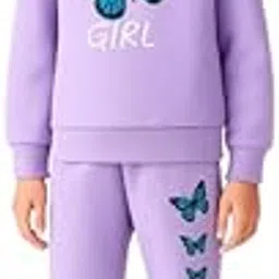 Girls Cotton Loop Knit Full-Sleeve Printed Hoodie Sweatshirt & Joggers Tracksuit | Comfortable and Stylish Coord Set for Kids & Teens-picture-48