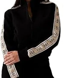 guess Women Solid High Neck Full Sleeves Zipped Sweatshirt-picture-33