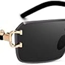 funglasses Elite Slim Rimless Rectangular Metal & Decorated Arms Art Retro Sun glasses-picture-31