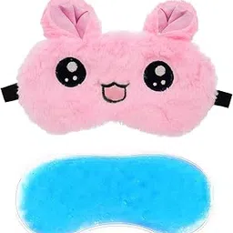 jenna Jenna™ Cute Gel Fur Sleeping Eye Shade Mask Cover for Insomnia, Meditation, Puffy Eyes and Dark Circles Kitty Pink-picture-25