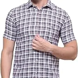 Men's Brown Checked 100% Cotton Shirt-image-32