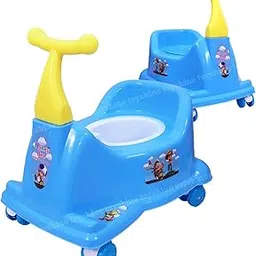 Toyshine 2 in 1 Rider Cum Potty Chair, Pot Seat Potty Training for kids - Blue Green- RIding Scooter - Blue-image-49