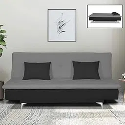 Adorn India Aspen 3 Seater Sofa Cum Bed (Medium Grey & Black) (3 Year Warranty)-image-0