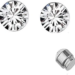 fabula by OOMPH Jewellery Pair Of Silver Stainless Steel Small Magnetic Non-Piercing Fashion Stud Earrings For Men & Boys-picture-25