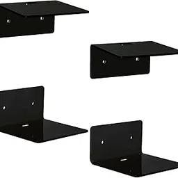 Feeling Hub 4 Pack Small Wall Shelf, Floating Shelves for Wall, Clear Furniture Shelves, Shelf Display Ledges for Wall Storage & Decoration Bathroom Bookshelf Living Room Bedroom Storage (Black 4)-image-52