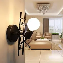 Lyse Decor Two Man Creative Design Vintage Retro Industrial Decorative Wall Light Lamp (Black, 40W,Metal)-picture-22