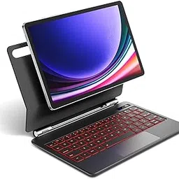 RTSY Magic Keyboard Case for Samsung Galaxy Tab S10 FE S9 FE 5G 10.9" S9 S8 S7 11", Floating Cantilever Magnetic Stand with 7-Colors Backlit & Multi Touch Trackpad Keyboard, Shortcut Keys (Black)-picture-13