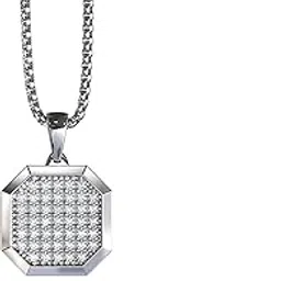 Silver Chain For Men Stainless Steel Geometric AD Studded Stylish Silver Chain For Men Boys Love Gifts Mens Jewellery-image-39