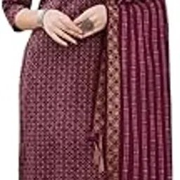 W.A COLLECTION Women's Salwar Kameez Suit Set in Cotton Blend | Green & Maroon | 3-Piece Ethnic Wear with Dupatta | Printed Design | Ideal for Festivals | Office Wear-picture-13