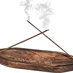 Pure Source India Natural Wood Bote Shape Incense Holder and Ash Catcher (11 X 3 Inch - 1 Piece)-image-85