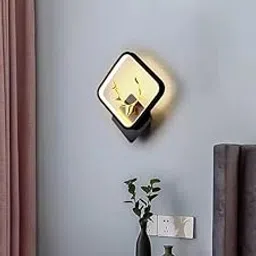 Zingy mahaur Home Decore Led Fancy Wall Light,Night Lamp,Decorative Lamp,Wall Hanging Lights for Bedroom,Living Room,Color(Warm White+Natural White+Cold White)..(Black Squar Deer Head-picture-25