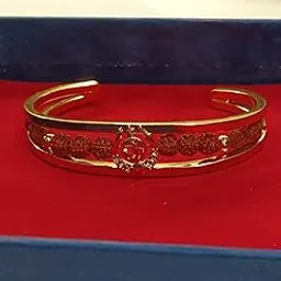 Krittika spiritual Gold Plated Cuff Bracelet with 8 Natural 5 Mukhi Rudraksha Beads | Flexible Kada with Yoga Om Design & American Diamond Work with Lab Tested Report for Original Rudraksh-picture-55