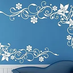 Heaven Decors Lovely Flower and Vine White Vinyl Wall Decal and Sticker (Size 90*59 cm)-picture-21