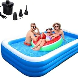 VSVERUS® 10 Feet Swimming Pool, Inflatable Kiddie Pool Best Way, Family,Kids, Adults, Lounge Pool,Toddlers, Infant for Ages 3+, Outdoor, Garden, Backyard, Summer Water Party with Electric Pump-image-60