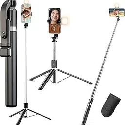 SooPii 3-in-1 Selfie Stick Tripod with Light 67 Inch Extendable Long Tripod Stand with Wireless Remote, 360° Rotation, Adjustable Phone Holder for Travel, Makeup, Vlogging, Compatible All Smartphones-picture-22