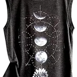 3nh Women Summer Fashion Casual Printed Sleeveless Round-Neck Vest Black-picture-39