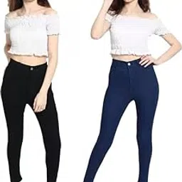 Combo of Women's Fully Stretchable Single Button Skinny Fit High Waist Denim Jeans-image-1