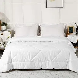 All Season Cotton Quilted Comforter Soft Breathable Fluffy Perfect Warmth (White, Full/Queen)-picture-25