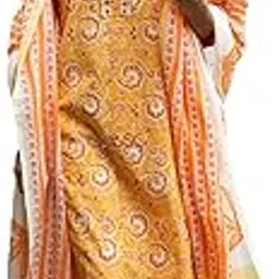 Women's Flower Printed Cotton Round Neck 3/4 Sleeves Kurti with Pant & Malmal Dupatta 3 Piece Set-image-39